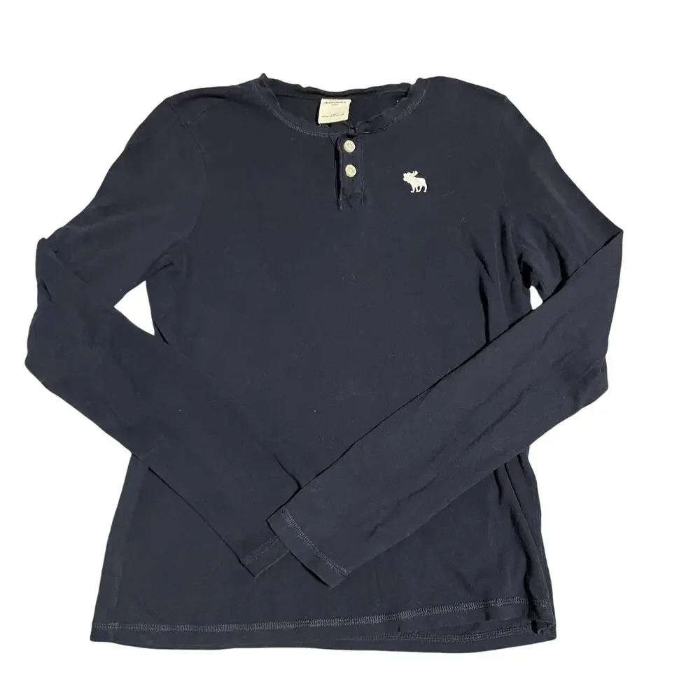 Abercrombie Kids Navy Blue Long Sleeve Top‎ Lightweight Size XL Preppy Uniform